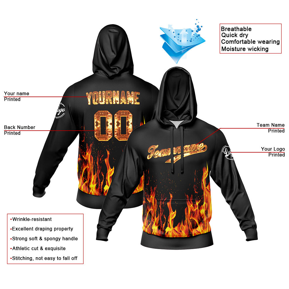 Custom Black Gold Sweatshirt Hoodie For Men Women Girl Boy Print Your Logo Name Number enthsush