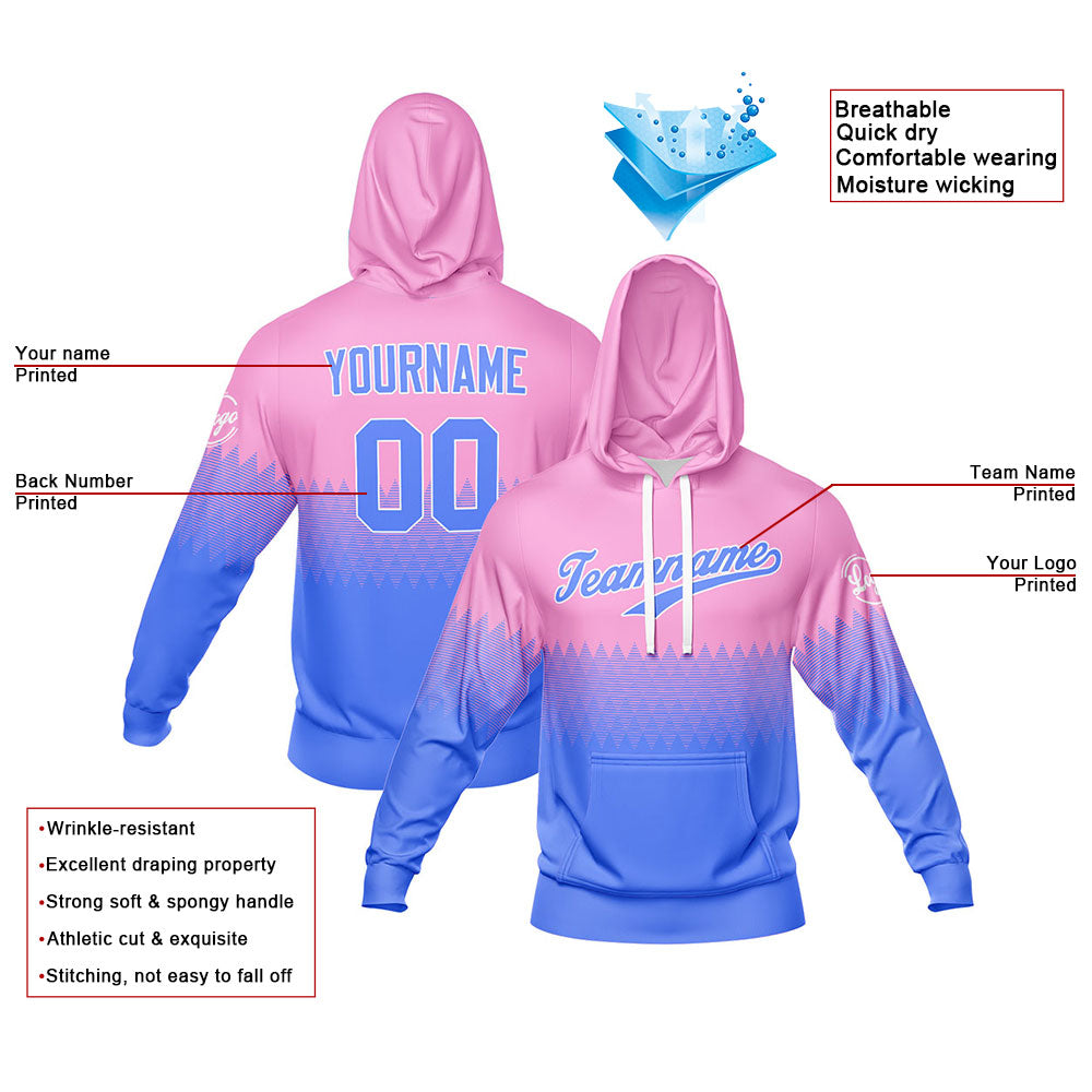 Custom Pink Light Blue Sweatshirt Hoodie For Men Women Girl Boy Print Your Logo Name Number enthsush