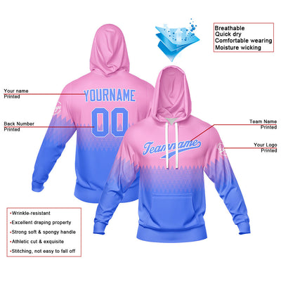 Custom Pink Light Blue Sweatshirt Hoodie For Men Women Girl Boy Print Your Logo Name Number enthsush