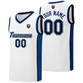 Custom basketball jersey shorts for men and women. Embroidered and printed name, number and logo White enthsush