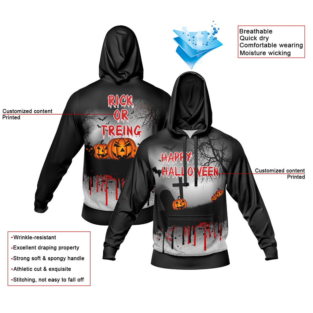 Custom Sweatshirt Hoodie Add Text and Design Personalized Halloween Hooded Sweatshirt enthsush
