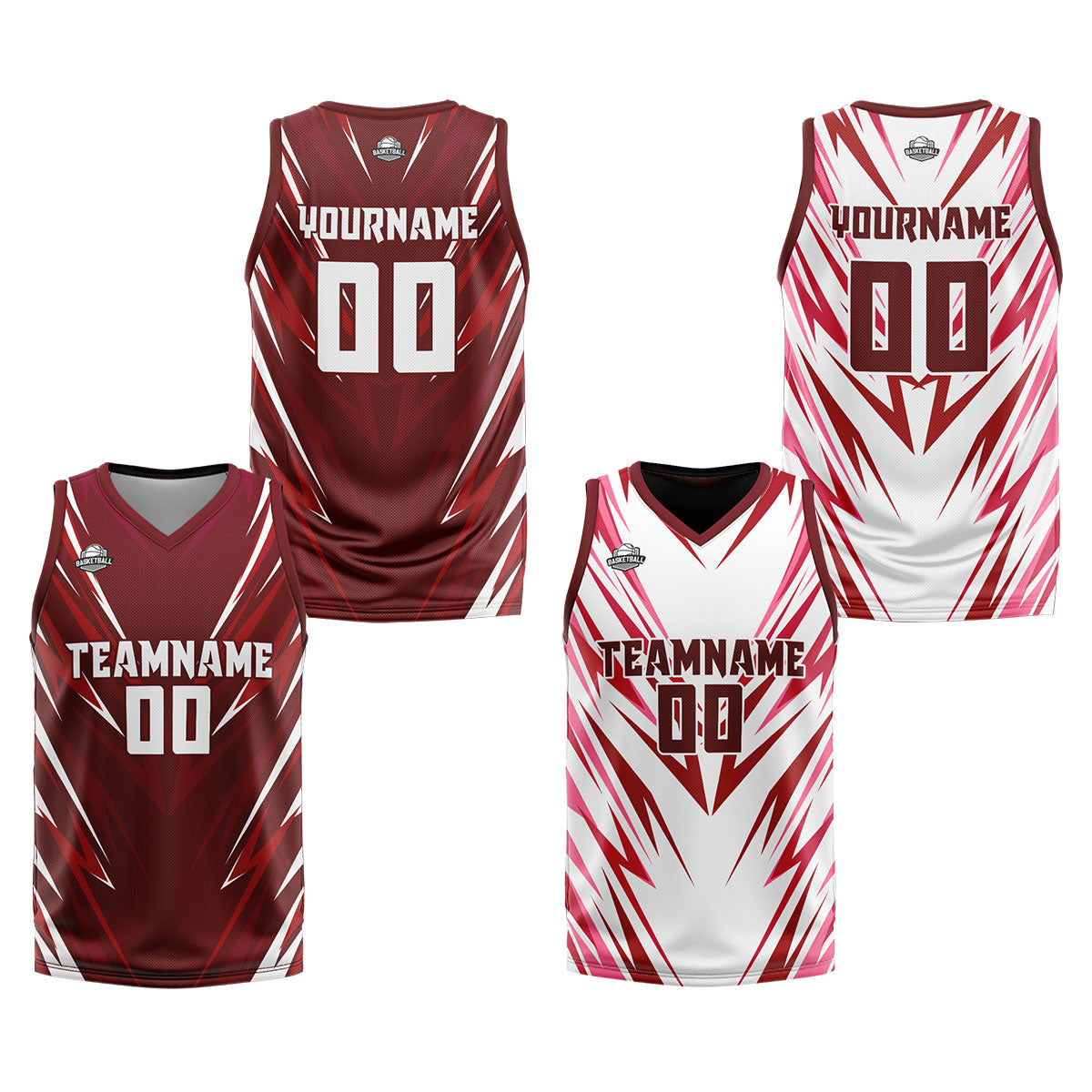 Custom Dark Red Reversible Basketball Suit for Adults and Kids Personalized Jersey enthsush