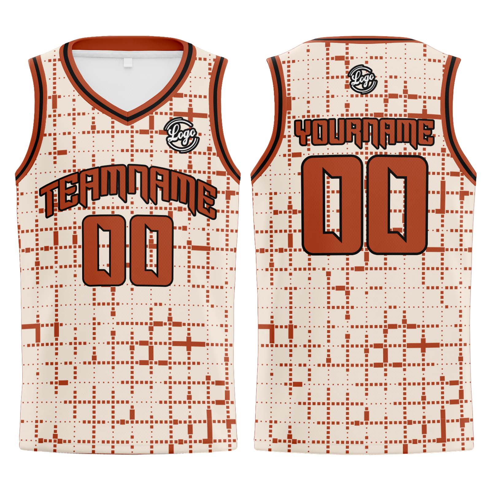 Custom Cream Reddish Brown Basketball Jersey Uniform Suit Printed Your Logo Name Number enthsush