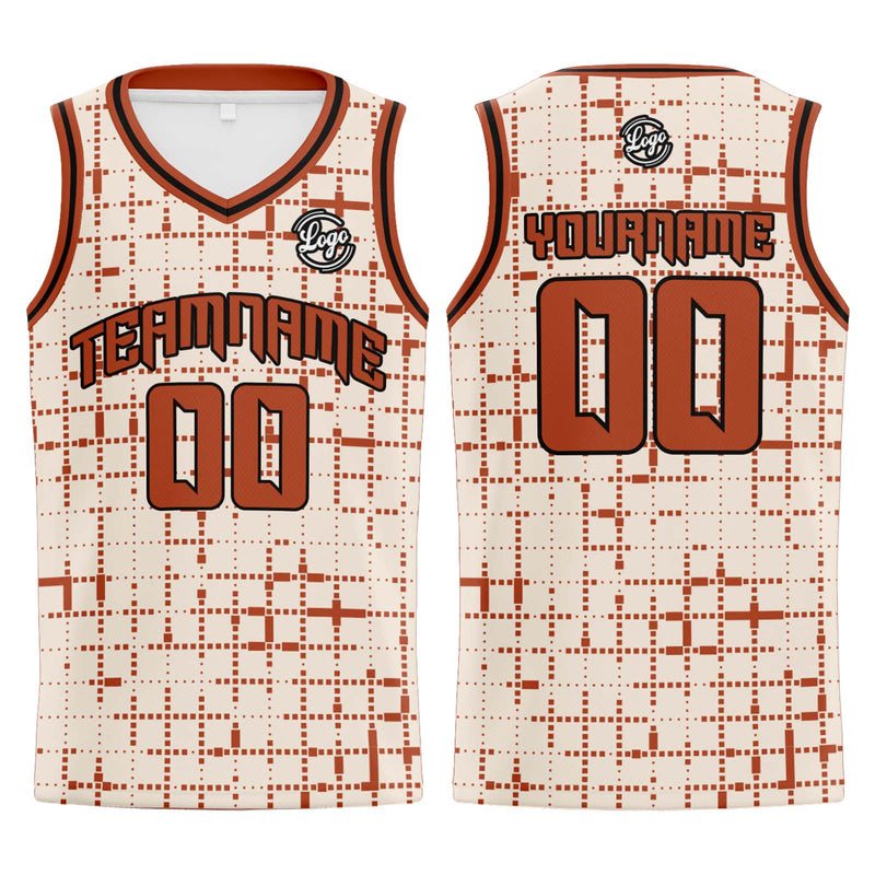 Custom Cream Reddish Brown Basketball Jersey Uniform Suit Printed Your Logo Name Number