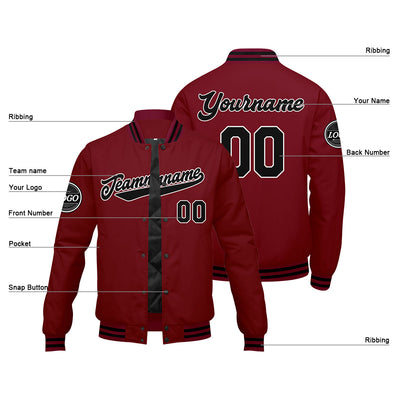 Custom Varsity Jacket Letterman jacket for Men, Women and Youth Crimson Black enthsush