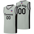 Custom basketball jersey shorts for men and women. Embroidered and printed name, number and logo Grey enthsush