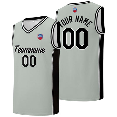 Custom basketball jersey shorts for men and women. Embroidered and printed name, number and logo Grey enthsush