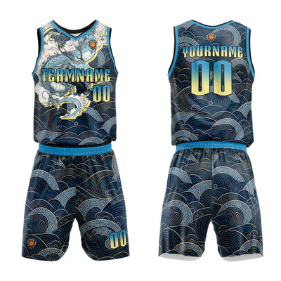 Custom Navy Basketball Jersey Uniform Suit Printed Your Logo Name Number enthsush