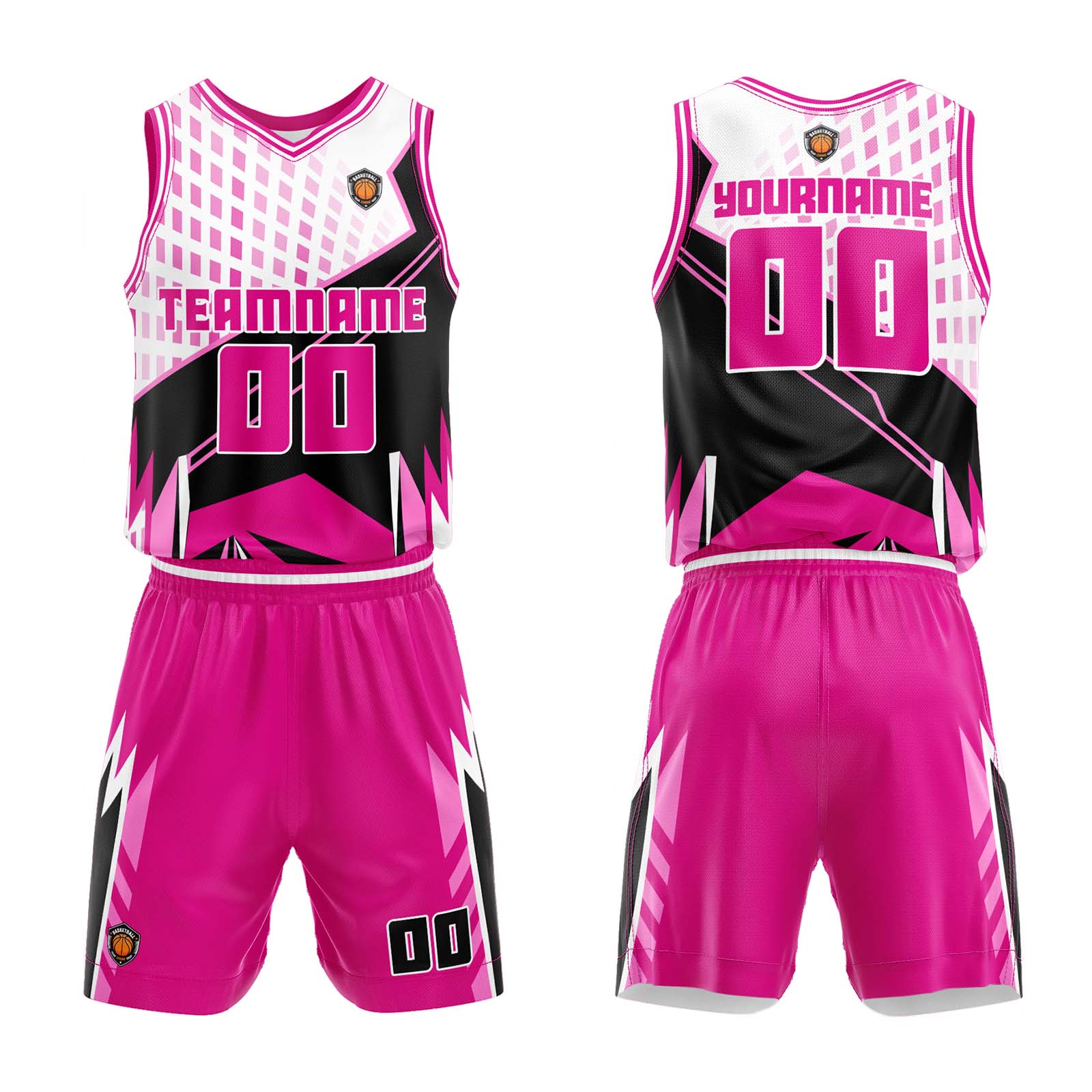 Custom Pink Basketball Jersey Uniform Suit Printed Your Logo Name Number enthsush