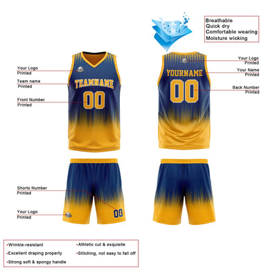 Custom Navy Orange Reversible Basketball Suit for Adults and Kids Personalized Jersey enthsush