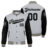 Custom Varsity Jacket Letterman jacket for Men, Women and Youth Grey Black Cream