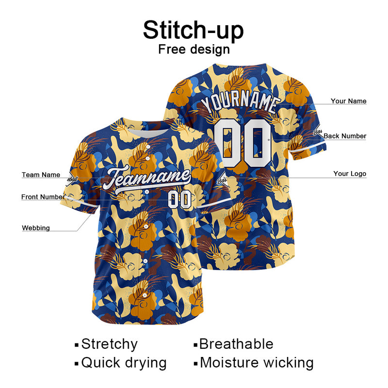 Custom Full Print Design Authentic Baseball Jersey brown-navy