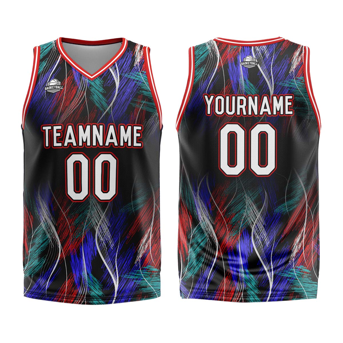 Custom Black Red Basketball Jersey Uniform Suit Printed Your Logo Name Number enthsush
