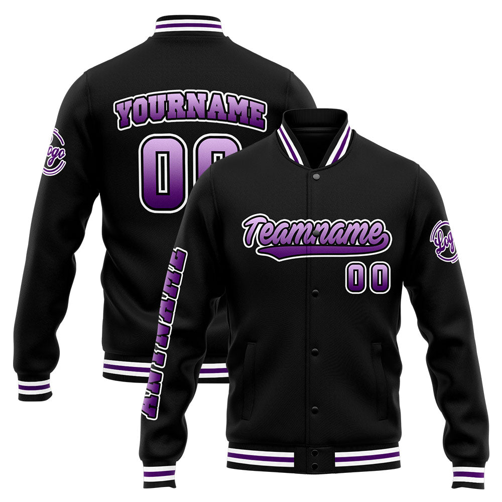 Custom Varsity Jacket Letterman jacket for Men, Women and Youth Purple Black enthsush