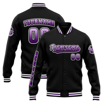 Custom Varsity Jacket Letterman jacket for Men, Women and Youth Purple Black enthsush
