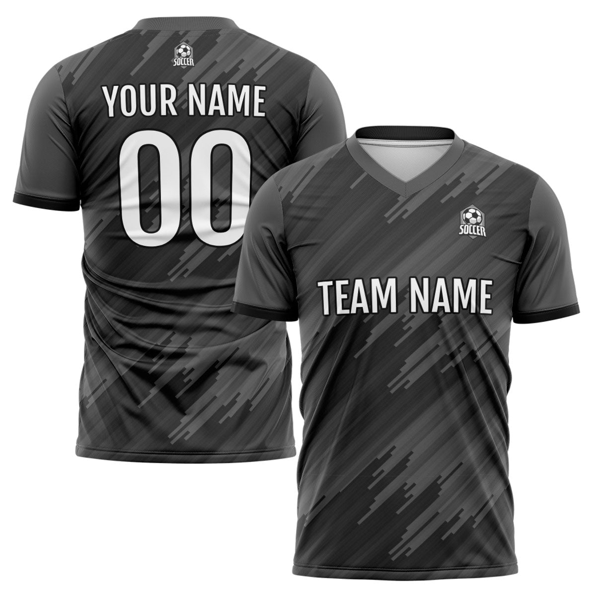 Custom Grey Soccer Jerseys for Men Women Personalized Soccer Uniforms for Adult and Kid enthsush
