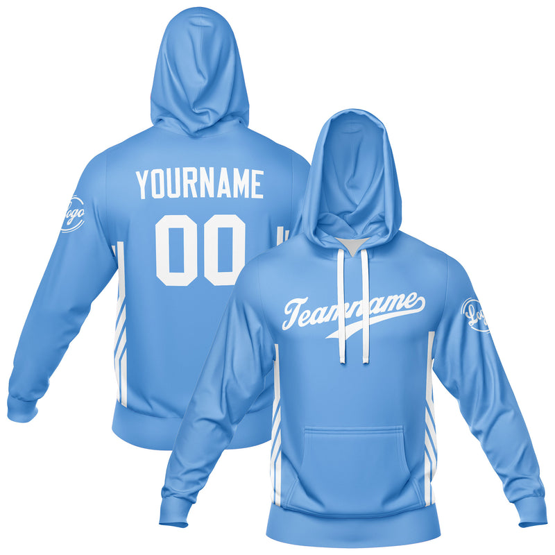 Custom Light Blue Sweatshirt Hoodie For Men Women Girl Boy Print Your Logo Name Number