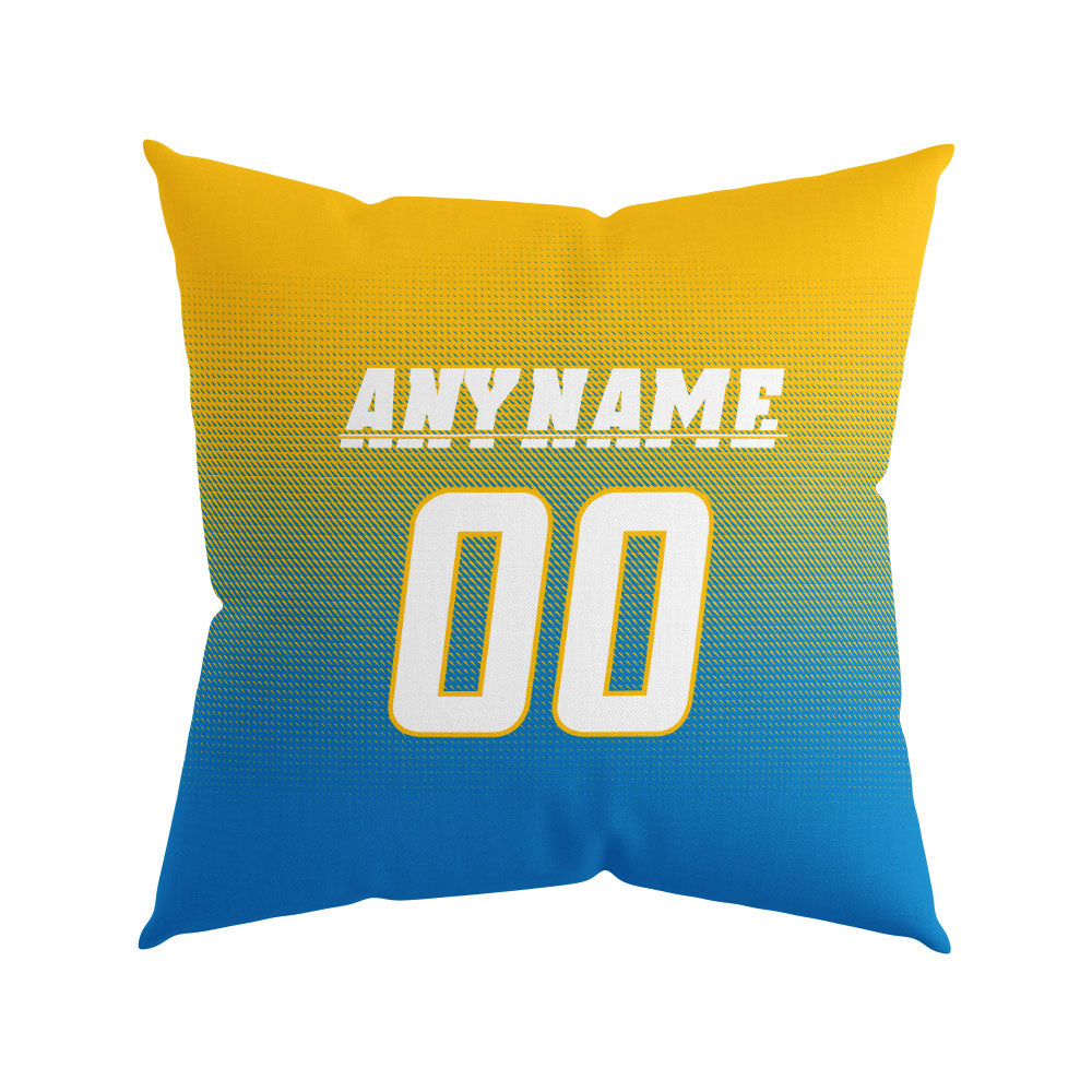Custom Football Throw Pillow for Men Women Boy Gift Printed Your Personalized Name Number Yellow&Powder Blue&White enthsush