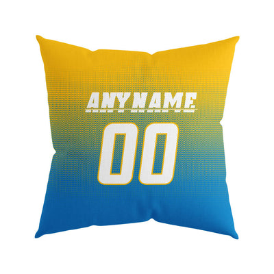 Custom Football Throw Pillow for Men Women Boy Gift Printed Your Personalized Name Number Yellow&Powder Blue&White enthsush