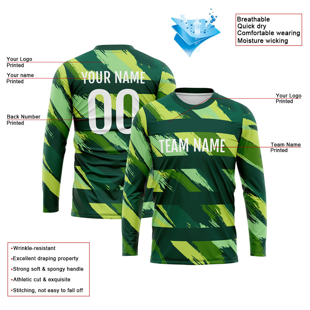 Custom Basketball Soccer Football Shooting Long T-Shirt for Adults and Kids Horizontal bar-Green enthsush