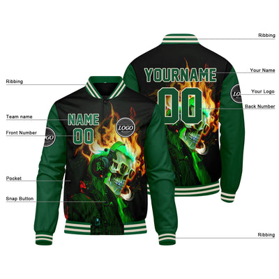 Custom Varsity Jacket Letterman jacket for Men, Women and Youth Green Black enthsush