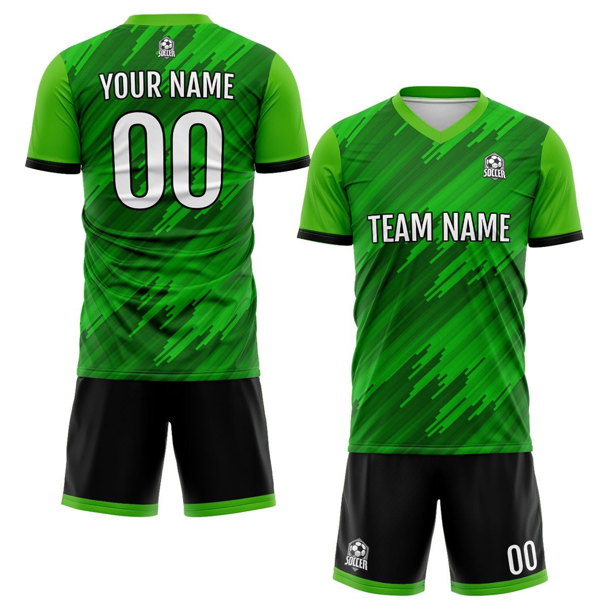 Custom Green Soccer Jerseys for Men Women Personalized Soccer Uniforms for Adult and Kid enthsush