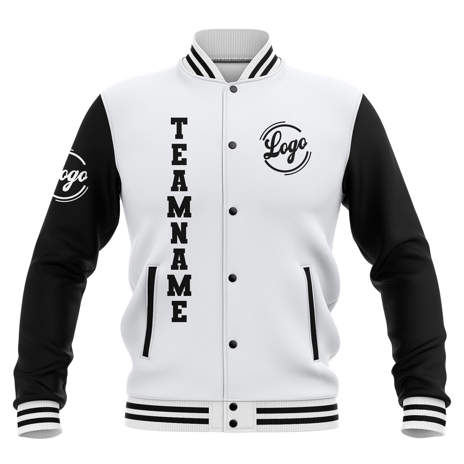 Custom White Black Waterproof Varsity Jackets Personalized Stitched Name Number Logo to Letterman Jackets enthsush