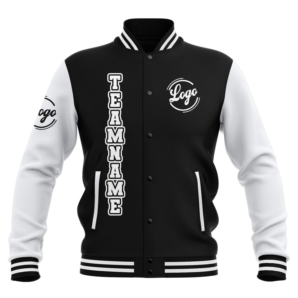 Custom Black White Waterproof Varsity Jackets Personalized Stitched Name Number Logo to Letterman Jackets enthsush