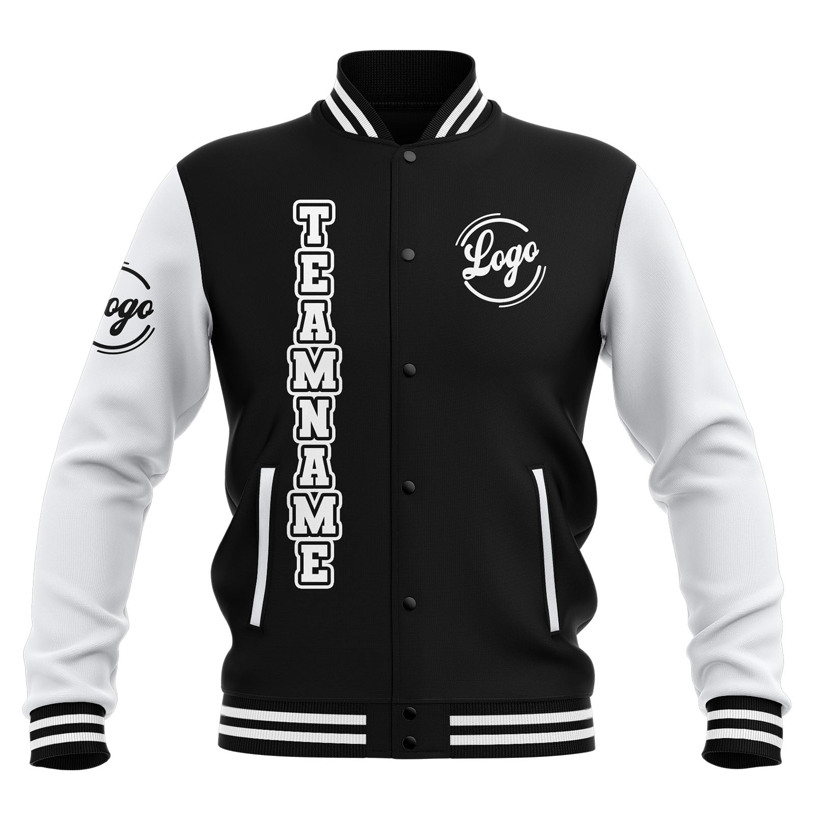 Custom Black White Waterproof Varsity Jackets Personalized Stitched Name Number Logo to Letterman Jackets enthsush