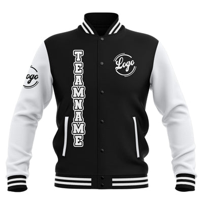 Custom Black White Waterproof Varsity Jackets Personalized Stitched Name Number Logo to Letterman Jackets enthsush