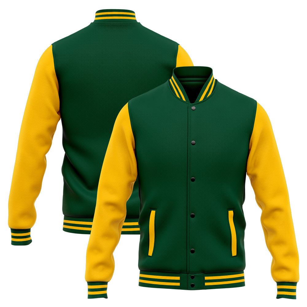 Custom Varsity Jacket Letterman jacket for Men, Women and Youth Green Yellow enthsush