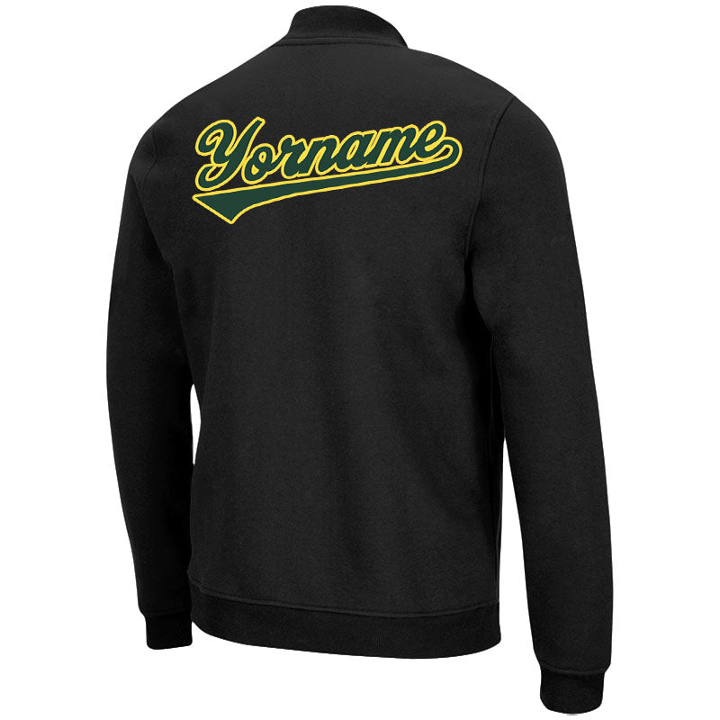 Custom Long Sleeve Windbreaker Jackets Uniform Printed Your Logo Name Number Black-Green-Yellow enthsush