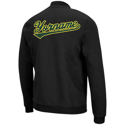 Custom Long Sleeve Windbreaker Jackets Uniform Printed Your Logo Name Number Black-Green-Yellow enthsush