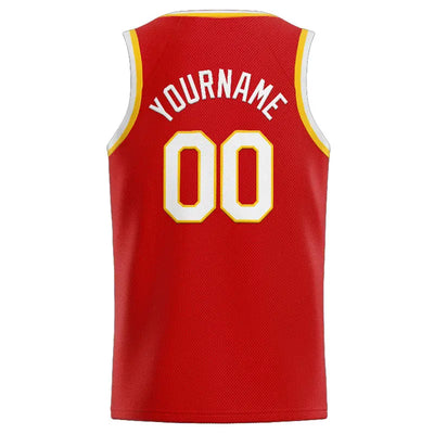 Custom Stitched Basketball Jersey for Men, Women And Kids Red-White-Yellow enthsush