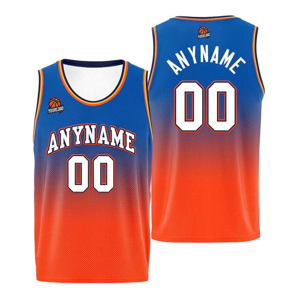 Custom Basketball Jersey Personalized Stitched Team Name Number Logo Orange&Blue enthsush