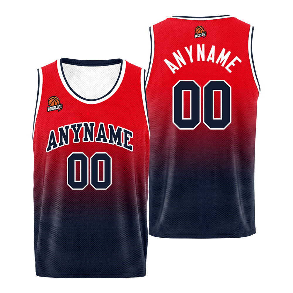 Custom Basketball Jersey Personalized Stitched Team Name Number Logo Navy&Red enthsush