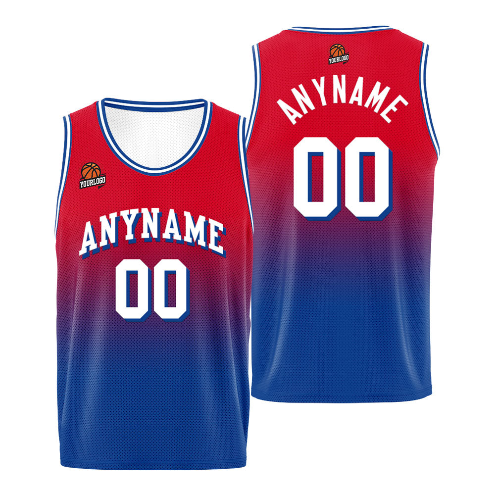 Custom Basketball Jersey Personalized Stitched Team Name Number Logo Royal&Red enthsush