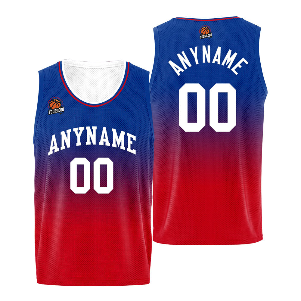 Custom Basketball Jersey Personalized Stitched Team Name Number Logo Red&Royal enthsush