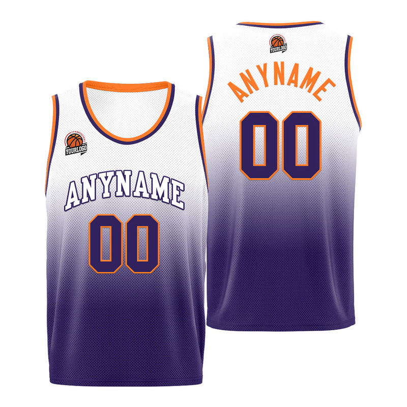 Custom Basketball Jersey Personalized Stitched Team Name Number Logo Purple&Orange