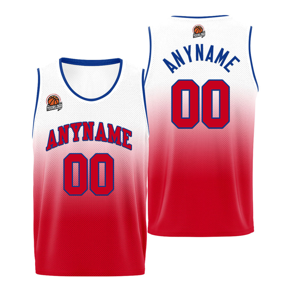 Custom Basketball Jersey Personalized Stitched Team Name Number Logo Red&Royal enthsush