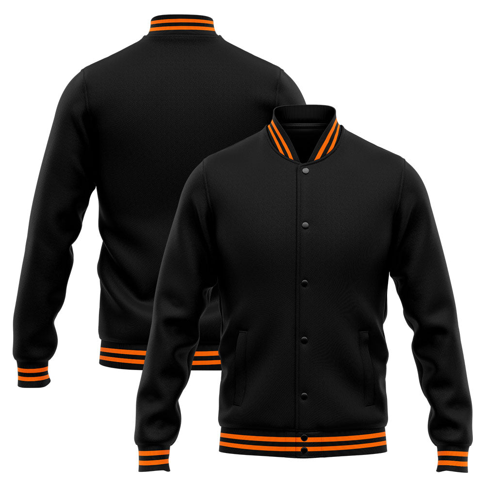 Custom Varsity Jacket Letterman jacket for Men, Women and Youth Orange Black enthsush