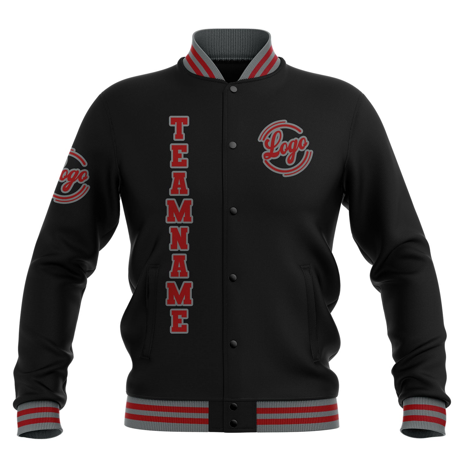 Custom Black Red Grey Waterproof Varsity Jackets Personalized Stitched Name Number Logo to Letterman Jackets enthsush