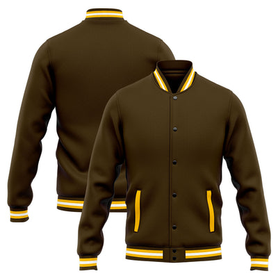 Custom Varsity Jacket Letterman jacket for Men, Women and Youth Brown Yellow enthsush