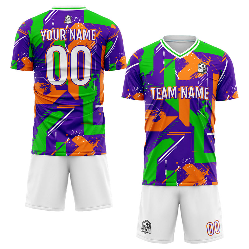 Custom Purple Orange Soccer Jerseys for Men Women Personalized Soccer Uniforms for Adult and Kid