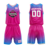 Custom Basketball Jersey Uniform Suit Printed Your Logo Name Number Hot Pink-Blue