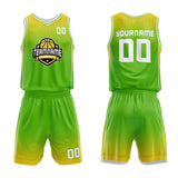 Custom Basketball Jersey Uniform Suit Printed Your Logo Name Number Green-Yellow