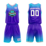 Custom Basketball Jersey Uniform Suit Printed Your Logo Name Number Purple-Light Blue