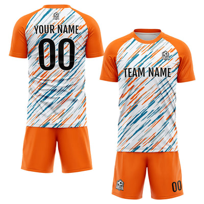 Custom Soccer Jerseys for Men Women Personalized Soccer Uniforms for Adult and Kid White&Orange enthsush