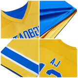 Custom Yellow Blue Reversible Gradient Football Jersey Personalized Football Shirts for Men Women  Printed Team Name Number Logo