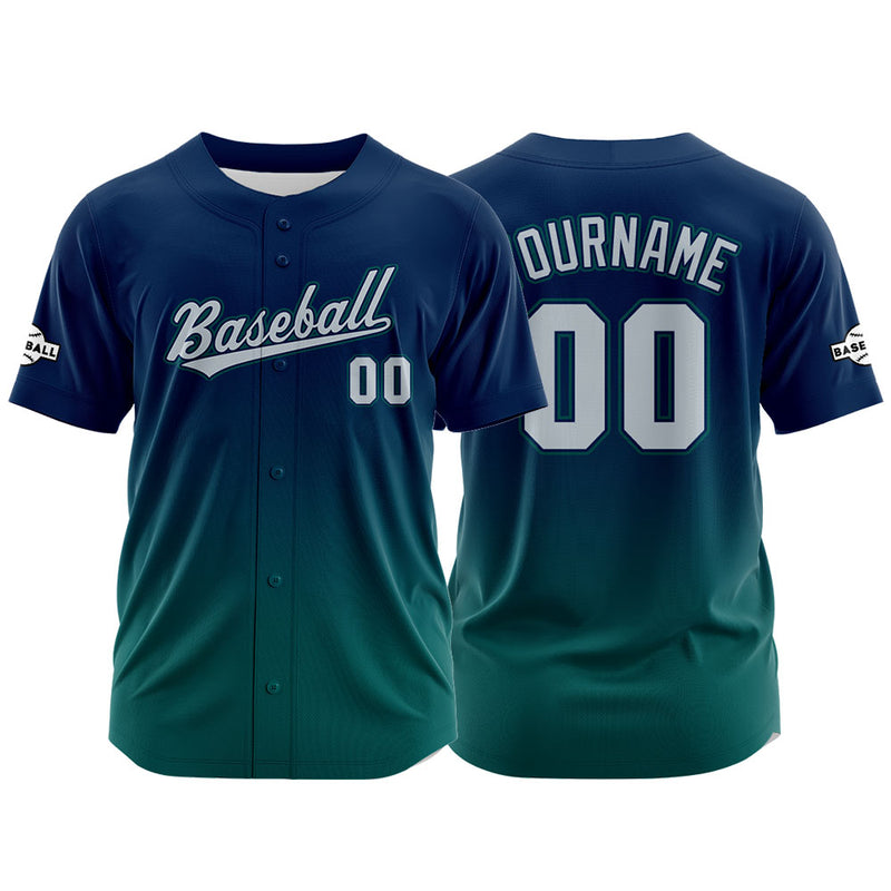Custom Full Print Design Authentic Baseball Jersey green-navy